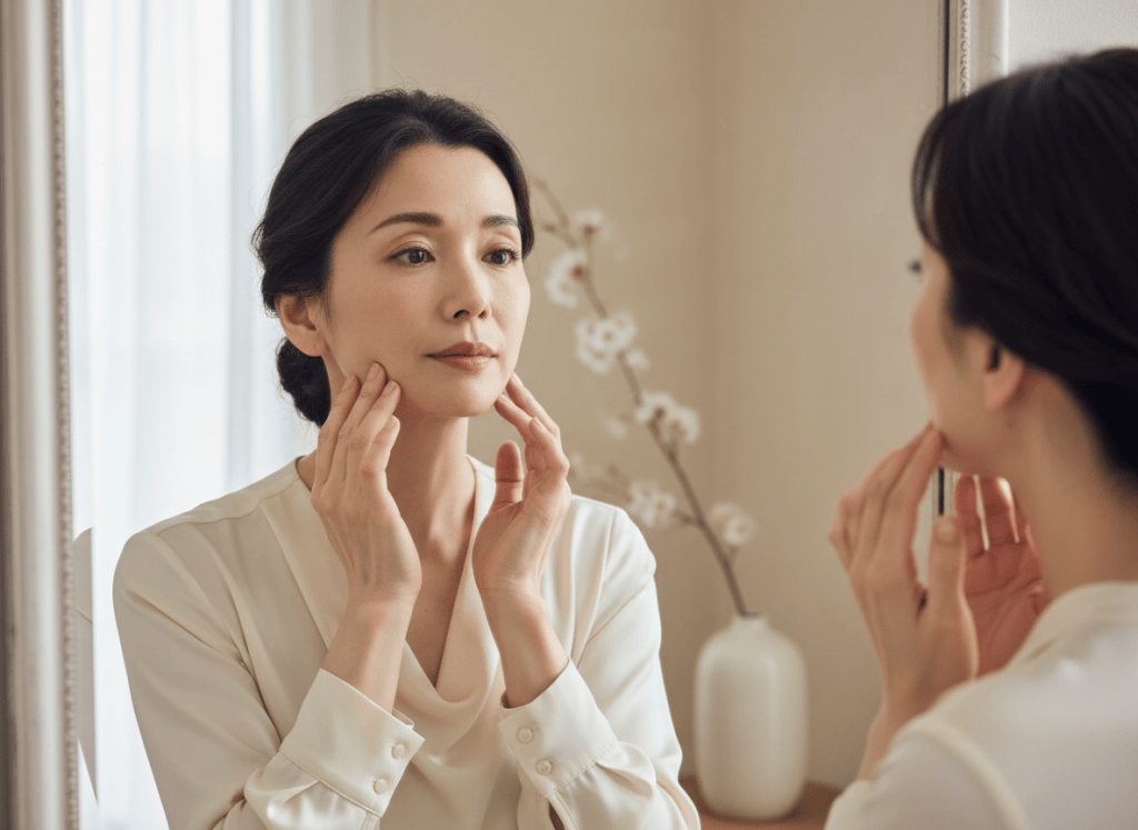 40代女性のフェイスラインをイメージした美容写真