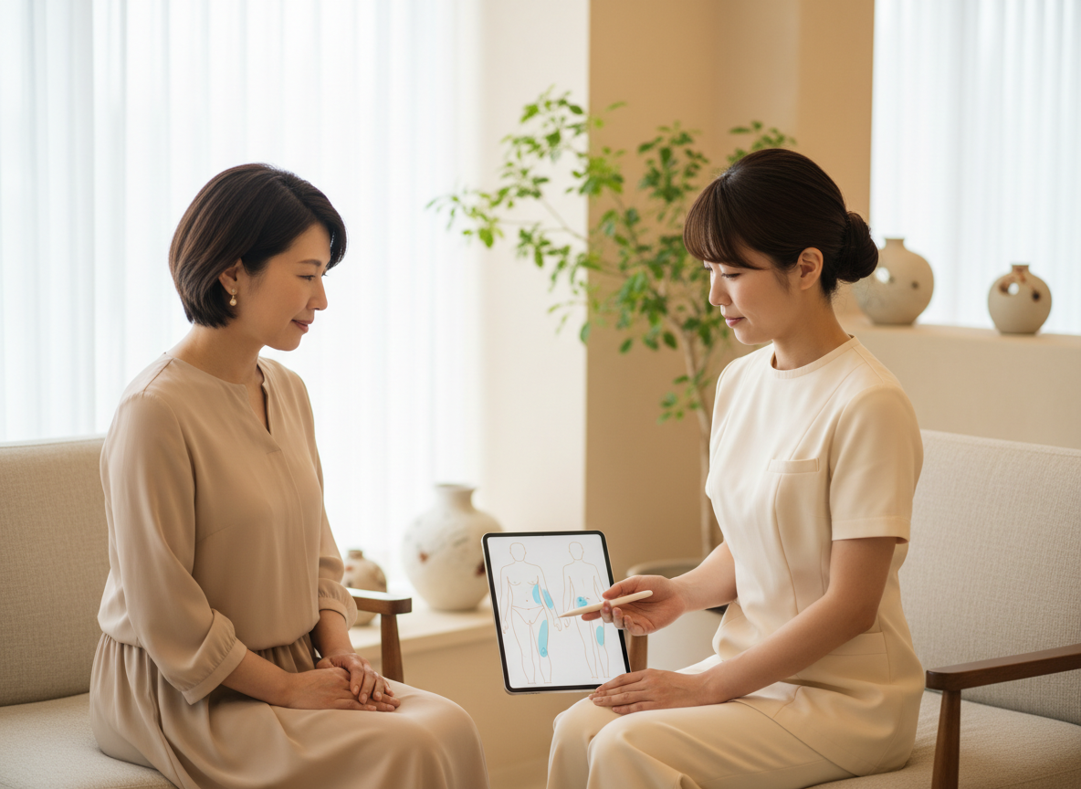 部分痩せと見た目の変化について相談するカウンセリング