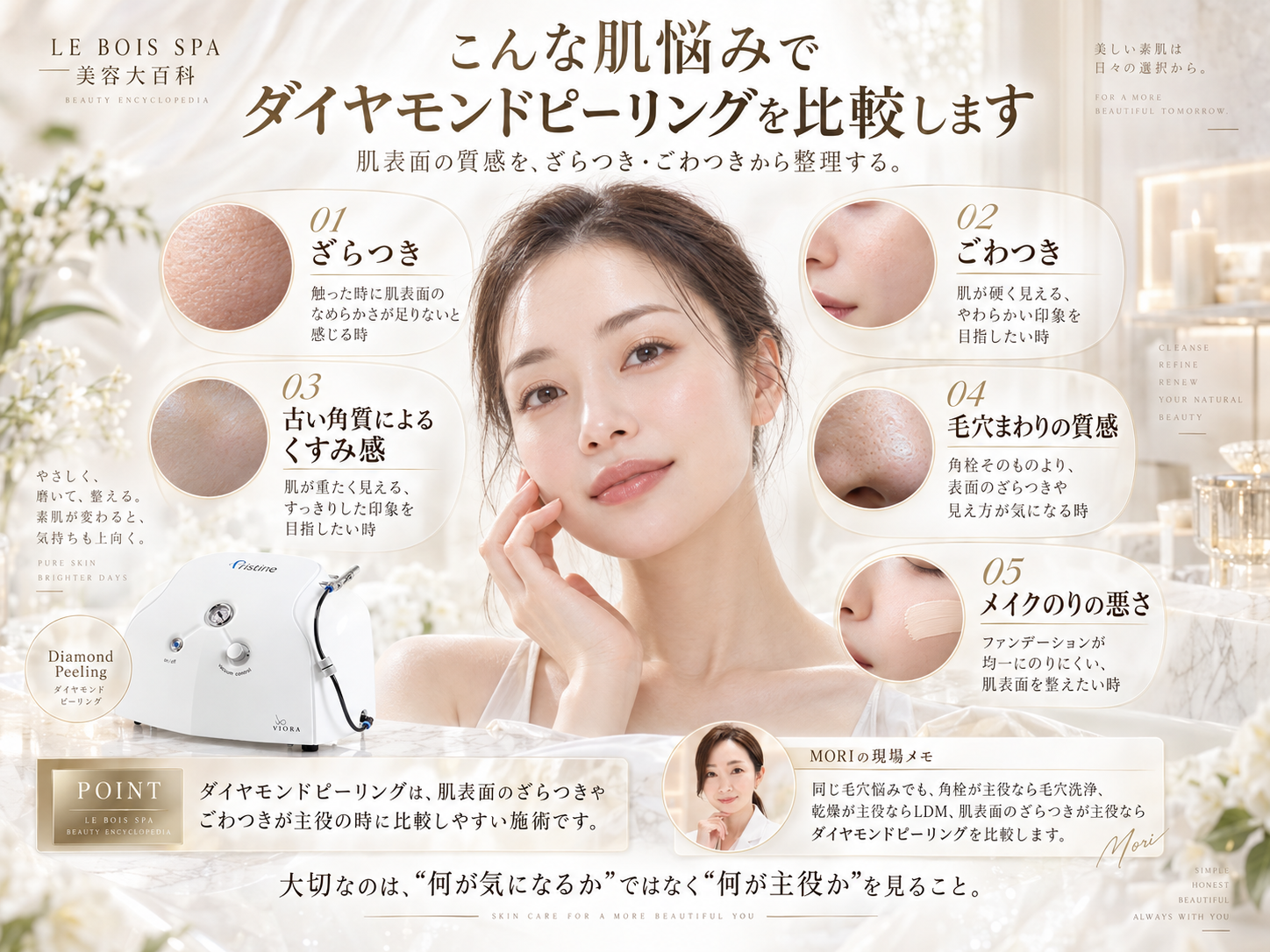 ざらつき・ごわつき・角質・毛穴などからダイヤモンドピーリングを考える悩み別図解